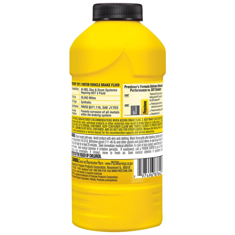 Prestone, DOT 3 Motor Vehicle Brake Fluid, 12 oz, Synthetic High