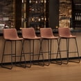 thumbnail image 4 of Aufeile 30" Counter Height Bar Stools Set of 3 – Modern Faux Leather Barstools with Back & Metal Legs, Kitchen Bar Chairs for Island, Dining Room, Dark Brown, 4 of 8