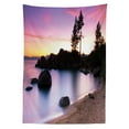 thumbnail image 3 of Ambesonne Nature Tablecloth Rectangular Table Cover, Landscape Lake Tahoe, 60"x90", Dark Brown Peach, 3 of 4