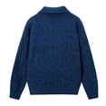 thumbnail image 5 of DHFJKG Mens Knitted Jacquard Sweaters 2 In 1 Top Turndown Collar Long Sleeve Loose Fit Textured-Knit Pullover Fall Winter Retro Versatile Jumper Tops, 5 of 5