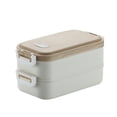thumbnail image 1 of Fiambrera de 2 niveles apilable a prueba de fugas PP de acero inoxidable contenedores Bento aislados portátiles para adultos niños trabajo escolar blanco, 1 of 5