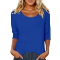 thumbnail image 5 of Women's Solid Color Crew Neck T-Shirts For Women 3/4 Sleeve Tops Casual Loose Fit Tees for Spring Summer and Everyday Wear, 5 of 9