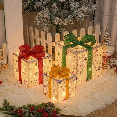 

Christmas Decoration Set Of 3 LED Boxes With Timer Remote Control 8 Light Modes Bulbs Christmas Decorations Snowflake Christmas Ornament Glass Snowflake Ornament Christmas Ornament Snowflake