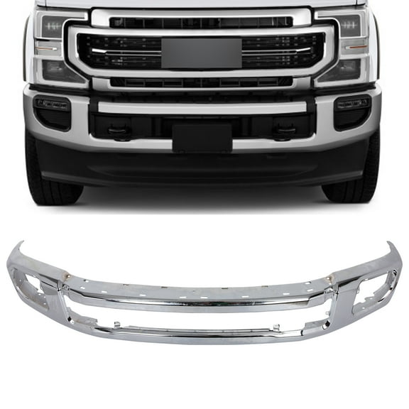 ECCPP Front Bumper Face Bar Chrome Compatible for 2020 2021 2022 for Ford F-250 Super Duty,2020 2021 2022 for Ford F-350 Super Duty Steel Bumper without park assist sensors