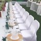 thumbnail image 2 of Paquete de 10 fundas de licra para sillas plegables, universales, elásticas y lavables, para bodas, fiestas, banquetes y celebraciones, 10 unidades, color blanco, 2 of 5