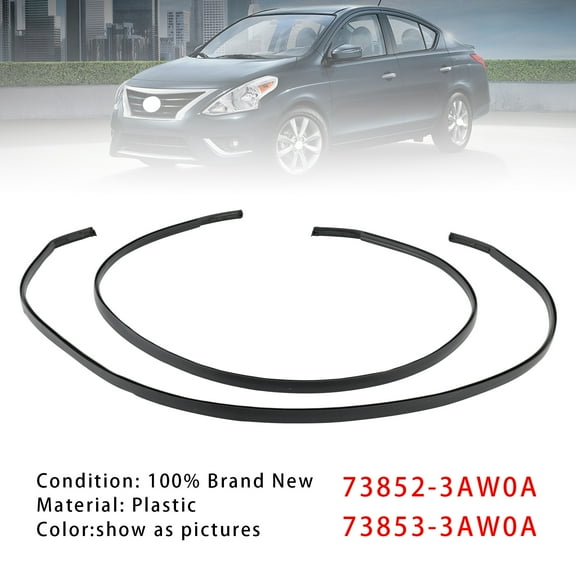 Pair of Left & Right Roof Drip Moulding Trim Moldings - OEM 73852-3AW0A & 73853-3AW0A For Nissan Versa 2012-2018