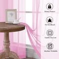 thumbnail image 4 of MKHILL 24 Inch Short Sheer Curtains 2 Panels, Light Filtering Voile Drapes for RV Camper Laundry Over Sink, Rod Pocket Small Window Panels, Each 42" W x 24" L, Pink, 4 of 9