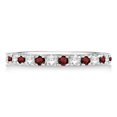 thumbnail image 2 of Diamond and Garnet Ring Guard Stackable Band 14K White Gold (0.37ct), 2 of 4