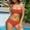 001 Watermelon Red, variant on Hvot&aat Women's 2 Piece Tie Front Bikini Set Ruched Drawstring bikini Bottom Solid Color Strap Swimsuit