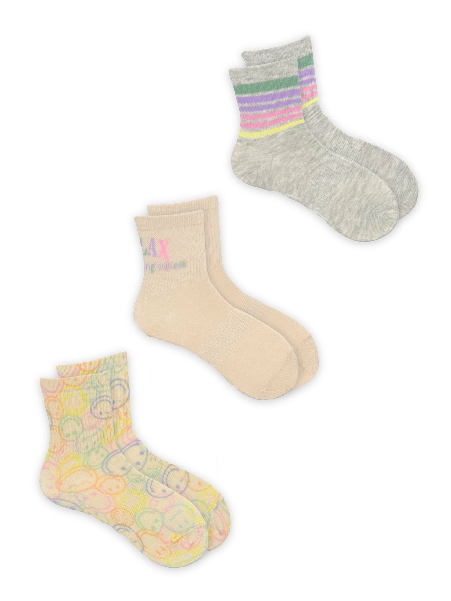 Justice Girls Mid Crew Socks 3-Pack, Sizes M-L - Walmart.com