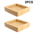 thumbnail image 1 of 2XNatural Wooden Soap Dish Tray Holder Storage Soap Rack Plate Drain Box, 1 of 10