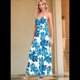 thumbnail image 5 of Vestido de Verano 2025 para Mujer, con Estampado Floral, Lazo Frontal, Tirantes Finos, Informal, Bohemio, , Fluido, Azul , Talla XXL, 5 of 6