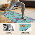 thumbnail image 4 of Light Blue Dinosaur Palm Pattern Hot Yoga Mat Towel Non Slip for Hot Yoga - Quick-Drying Yoga Mat Cover with 4 Corner Pockets with Travel Bag - Hot Yoga Towel Non Slip 70"x26", 4 of 6