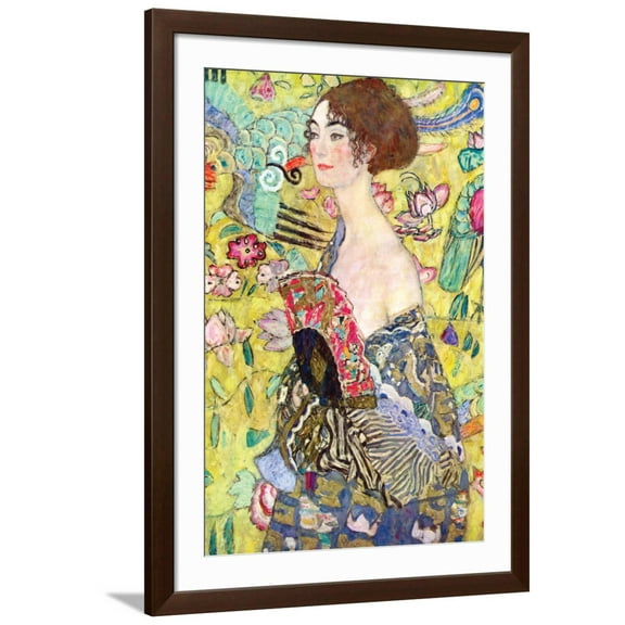 Lady with a Fan Framed Art Print by Gustav Klimt, 24" x 36", Sold by Art.com