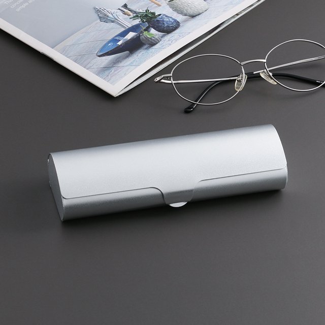 Estuche para gafas de metal ligero, pequeño y portátil, estuche para gafas de aleación de aluminio esmerilado