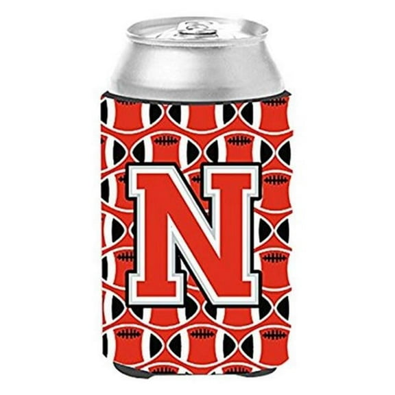 Letter N Football Scarlet & Grey Can or Bottle Hugger