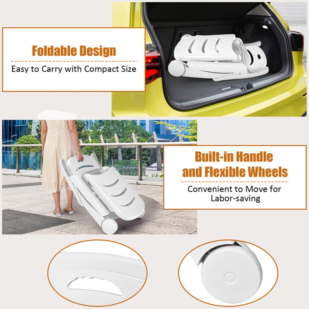 Aimee Lii 5 Position Adjustable Folding Lounger Chaise Chair on Wheels, Patio Loungers, White Aimee Lii 5 Position Adjustable Folding Lounger Chaise Chair on Wheels, Patio Loungers, White