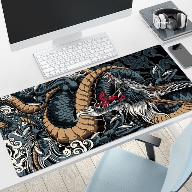 Alfombrilla de ratón para Gamer Dragon Change Black, alfombrilla de ratón grande, alfombra de escritorio de goma Natural, alfombrillas de escritorio para PC, alfombrillas de ratón de diseño, 100x50cm LIUWENJING unisex