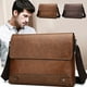 thumbnail image 1 of Bolso bandolera bandolera de piel texturizada | Correa ajustable Bolso de mano ligero y espacioso para mujeres y hombres | Múltiples compartimentos Bolso diario de trabajo de viaje | Marrón Café, 1 of 7