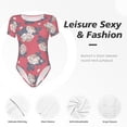 thumbnail image 6 of Uemuo Rose Flowers Pattern Women's One Piece Short Sleeve Swimsuit Rash Guard Surfing Modest Quick-drying Swimsuit Beach Essentials-Small, 6 of 9