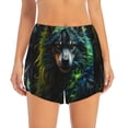 thumbnail image 2 of KLL Realistic Style Colorful Wolf A Pattern Shorts Women,Athletic Shorts High Waisted Running Shorts Pocket Sporty Short Gym Elastic Workout Shorts-XX-Large, 2 of 7