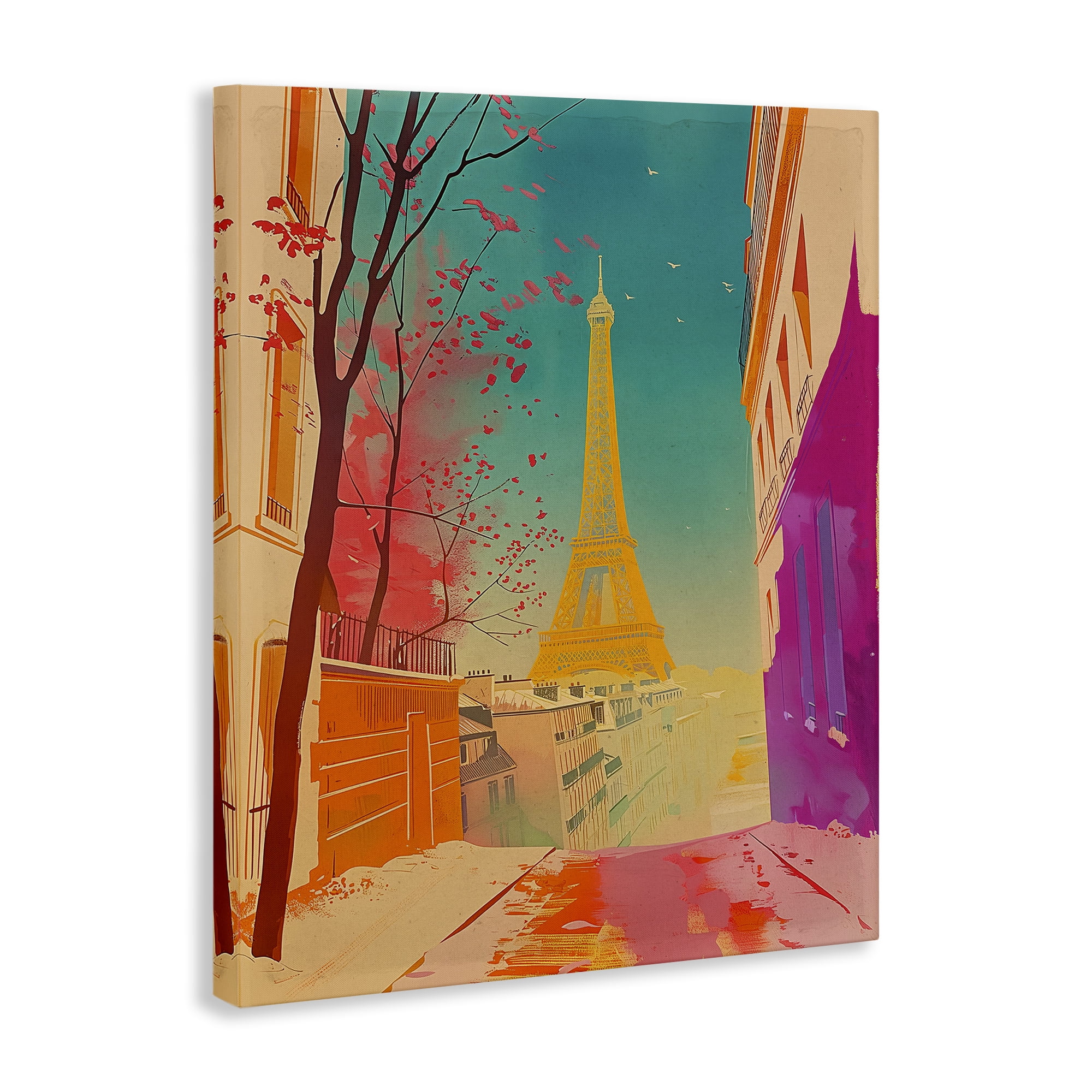 Stupell Industries Abstract French View Town & City Painting Gallery Wrapped Canvas Art Print Wall Art, 36 x 48