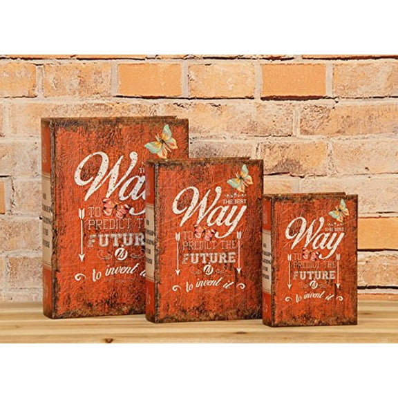 "Way To Predict The Future Is to Invent It" Decorative Book Boxes Diversion Safe Set of 3