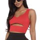 thumbnail image 3 of Mujeres corto Tank Top U cuello ahueca hacia fuera Slim equipado color puro verano sin mangas chaleco, 3 of 6