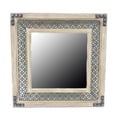 thumbnail image 2 of Set of 2 Washed White Frame With Green Metal Surround Square Wall Mirror, 2 of 2