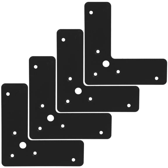 NICERIO 4-Pack Heavy Duty L-Shaped Corner Brackets Black Stainless Steel Angle Support for Projects and Furniture