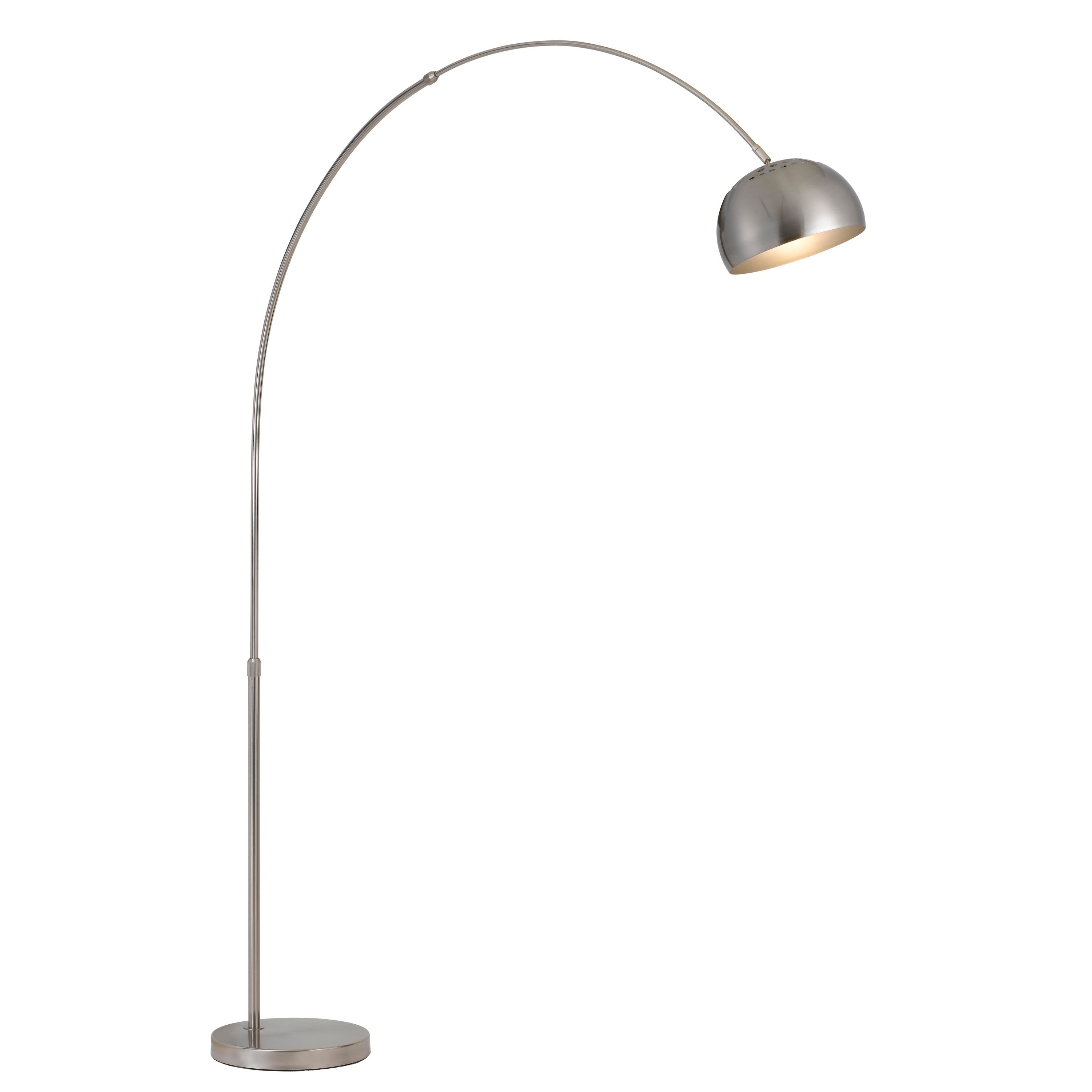 Metal Arc Design Floor Lamp with Dome Shade and Round Base, Silver