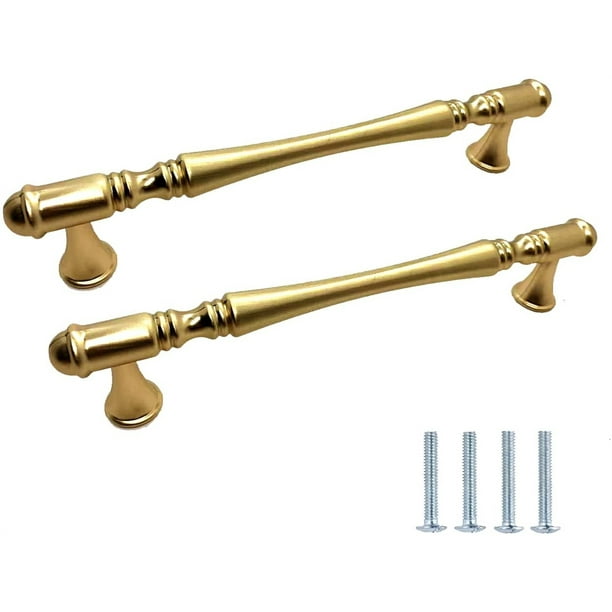 10 Pack Brushed Brass Drawer Pulls 5 Inch Zinc Alloy Handles
