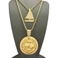 thumbnail image 2 of Stone Stud Sailboat & Initials QC Pendant Set w/Box Chain Necklaces, Gold-Tone, 2 of 4