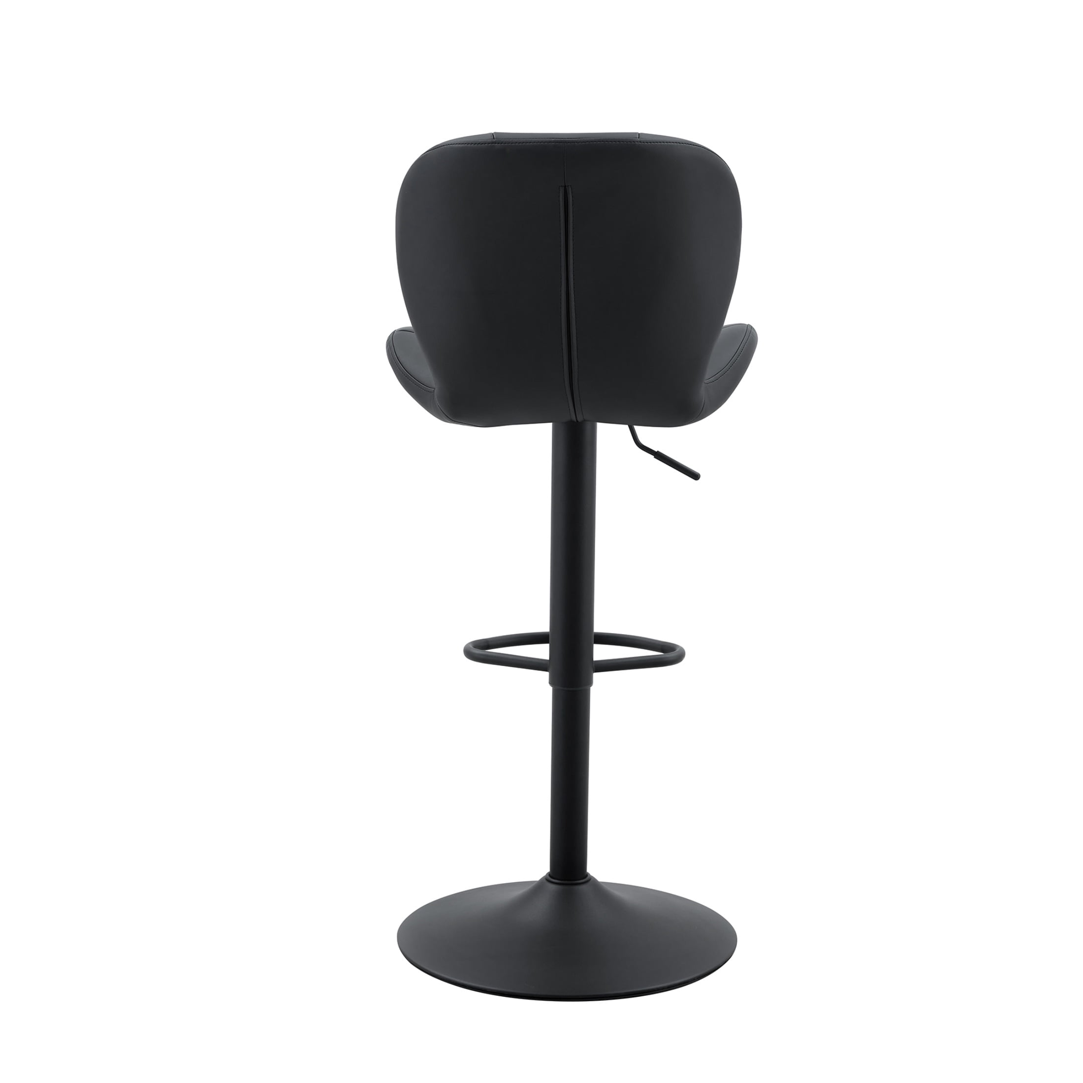 Bar Stools Set of 2, PU Leather Upholstered Adjustable Swivel Barstools, Adjustable Height Bar Chairs with Metal Base & Footrest for Kitchen Island, Pub, Bar - Black