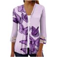 thumbnail image 2 of Cardigans pour Femmes Légers d'Été Mode pour Femmes à Manches Trois Quarts Cardigan à Boutons à Manches 4/3 Veste Haut Cardigan Léger pour Femmes en Liquidation, 2 of 5