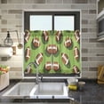 thumbnail image 4 of Yayeee Kitchen Curtains Tier Pair Light Filtering 27"x24" Rod Pocket Short Cafe Window Panel, Game Day Footballs, 4 of 7