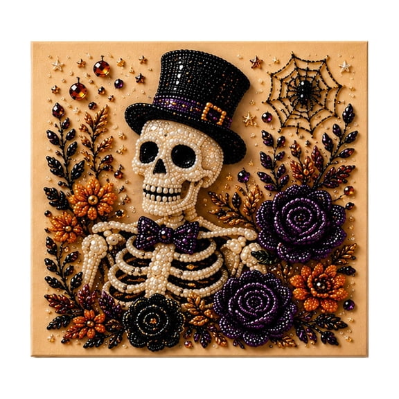 Halloween Diamond Art Pearl Painting Kit, DIY Pearl Art Painting, Halloween Wreath Pearl Diamond Painting Kits, Handmade Gem Dot Picture Craft for Home Wall Decor Pumpkin Wreath7.87*7.87in