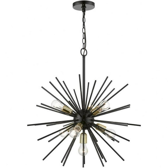 7 Light Pendant in Sculptural Style-26.5 inches Tall and 25 inches Wide-Shiny Black/Polished Brass Finish Bailey Street Home 218-Bel-4829104