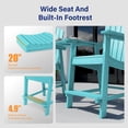 thumbnail image 4 of WINSOON Tall Adirondack Chair Set of 2 with Connecting Tray,Outdoor Bar Stools-Baby Blue, 4 of 7