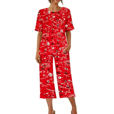 

Female Pajamas For Set Short Sleeve Capri Pajamas Ladies Soft Comfy Summer Sleepwear Set Suit Trousers Set