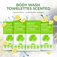 thumbnail image 3 of Body Wash Towelettes Scented Lemon Moist Cotton Towel 8.66''x8.66'' Deodorant Wipes Travel Size Individually Wrapped Bulk for Hiking Gym Camping Outdoor Sports (10 Pack), 3 of 6