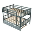 thumbnail image 3 of Ouyessir Wood Full over Full Bunk Bed with Trundle and Built-in Shelves, Convertible to 2 Full Size Platform Bed, Kids Bunk Bed with Ladder and Safety Rails, 3 of 9