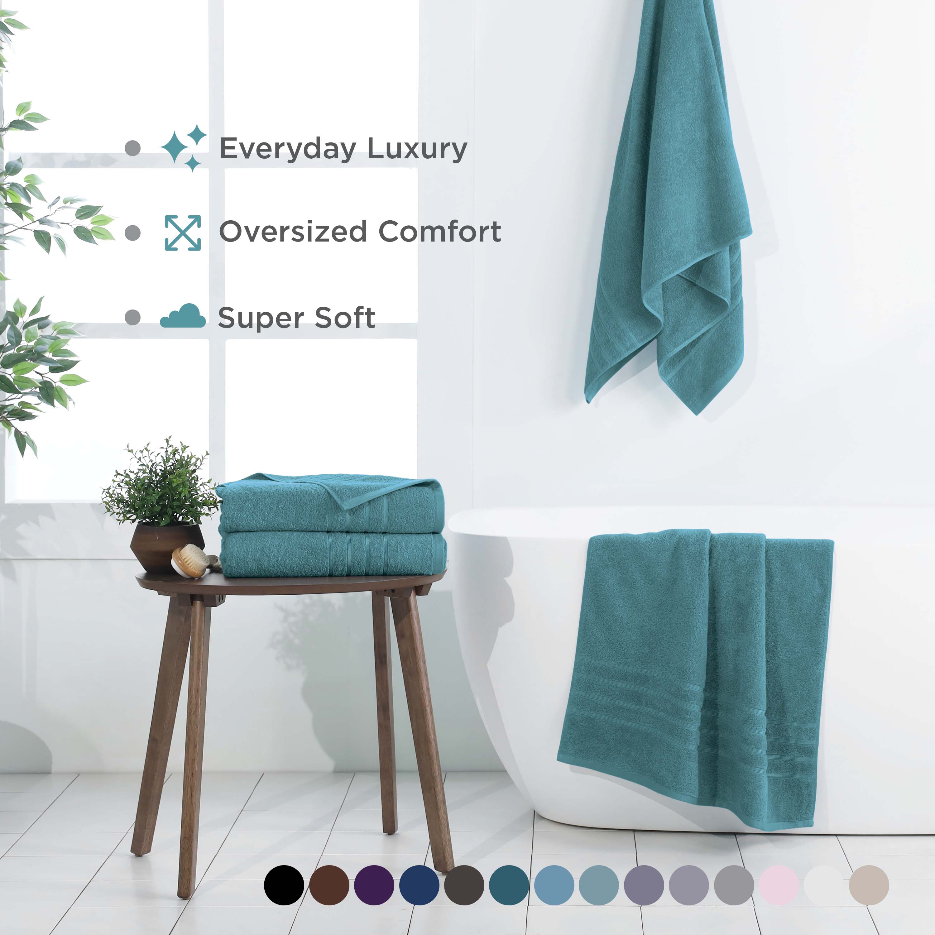 Martex 2-Pack Bath Sheet Set | 100% Cotton Extra Large 33" x 65" Towels | Larkspur Teal