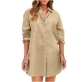 thumbnail image 1 of Yuyuzo Womens Button down Shirts Long Sleeve Lapel Collared Tunic Tops Solid Color T-Shirt Dresses, 1 of 7