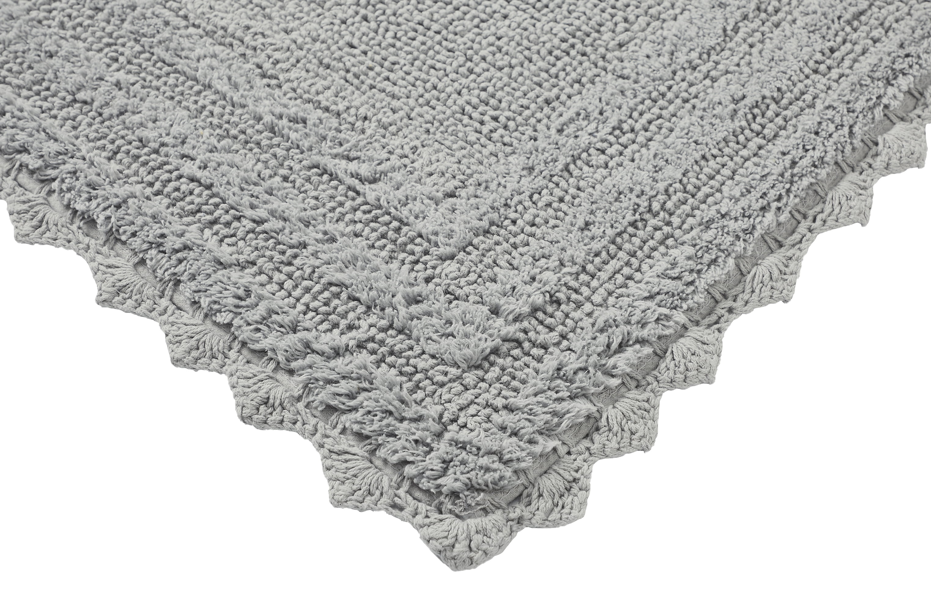 Better Trends 2 Piece Bathroom Rugs Set 100% Cotton, Soft Tufted Bath Mat, Water Absorbent & Reversible Bath Rug (Gray) Lilly Crochet Collection