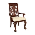 thumbnail image 2 of Miekor Furniture Dark Cherry Finish Formal Dining Armchairs 2pc Set Fabric Upholstered Seat Traditional Design Room Furniture W5U875, 2 of 6