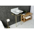 thumbnail image 3 of Kingston Brass KVPB1917M347ST Edwardian 19" Carrara Marble Console Sink with Brass Legs (4-Inch, 3-Hole), Carrara Marble White/Brushed Brass, 3 of 8