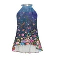thumbnail image 4 of Fesfesfes Spring Dresses for Women Off Shoulder Halter Neck Dress Loose Casual Ruffle Hem Sleeveless Dress Floral Print Mini Sun Dress, 4 of 8