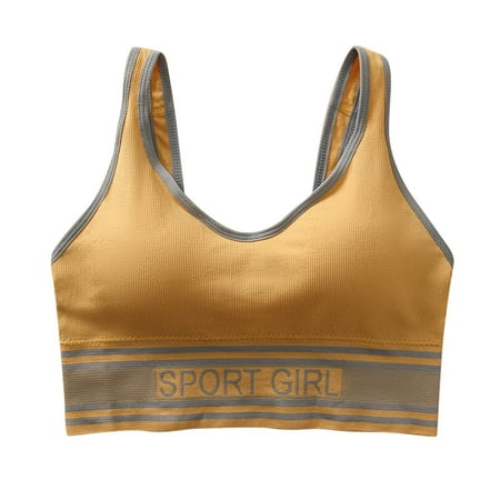Quinlirra Sport Bras for Women Clearance 1 Bra for Women Girls V Neck Cami Vest Padded Seamless Bralette Straps Sleeping Bras Push Up Tank Tops Underwear