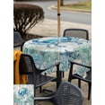 thumbnail image 5 of Outdoor Tablecloth with Umbrella Hole for Patio/Picnic/Party/Camping, Teal Crabs Coastal Waterproof Table Cloth Square Cover Washable, Summer Beach Coral Nautical Ocean (54"x 54"), 5 of 8